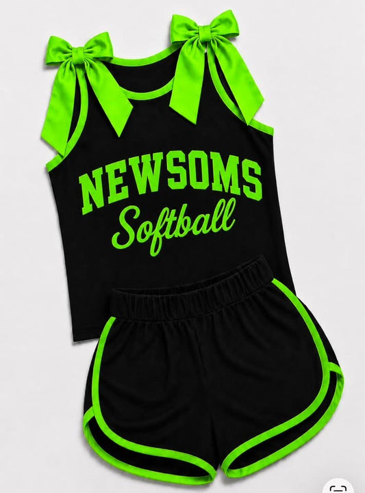 Preorder (moq 5)Baby Girls Yoga Newsomes Bows Sleeveless Top Shorts Team Clothes Sets