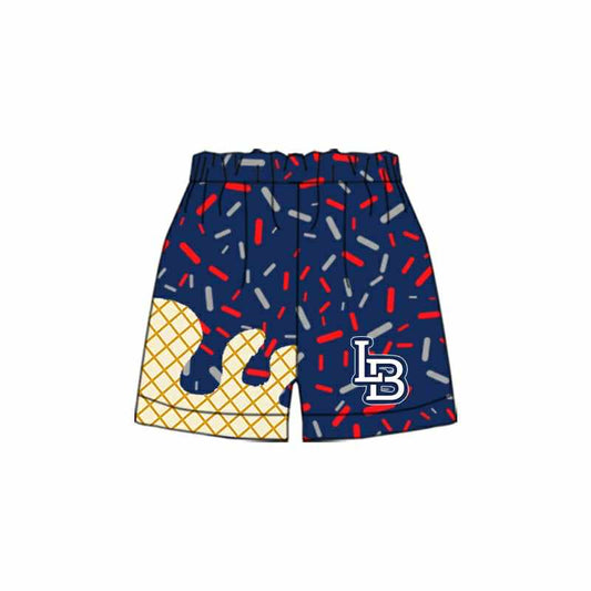 Preorder (moq 8)Baby Boys Louisiana Baseball Navy Drip Sprinkles Team Shorts Bottom