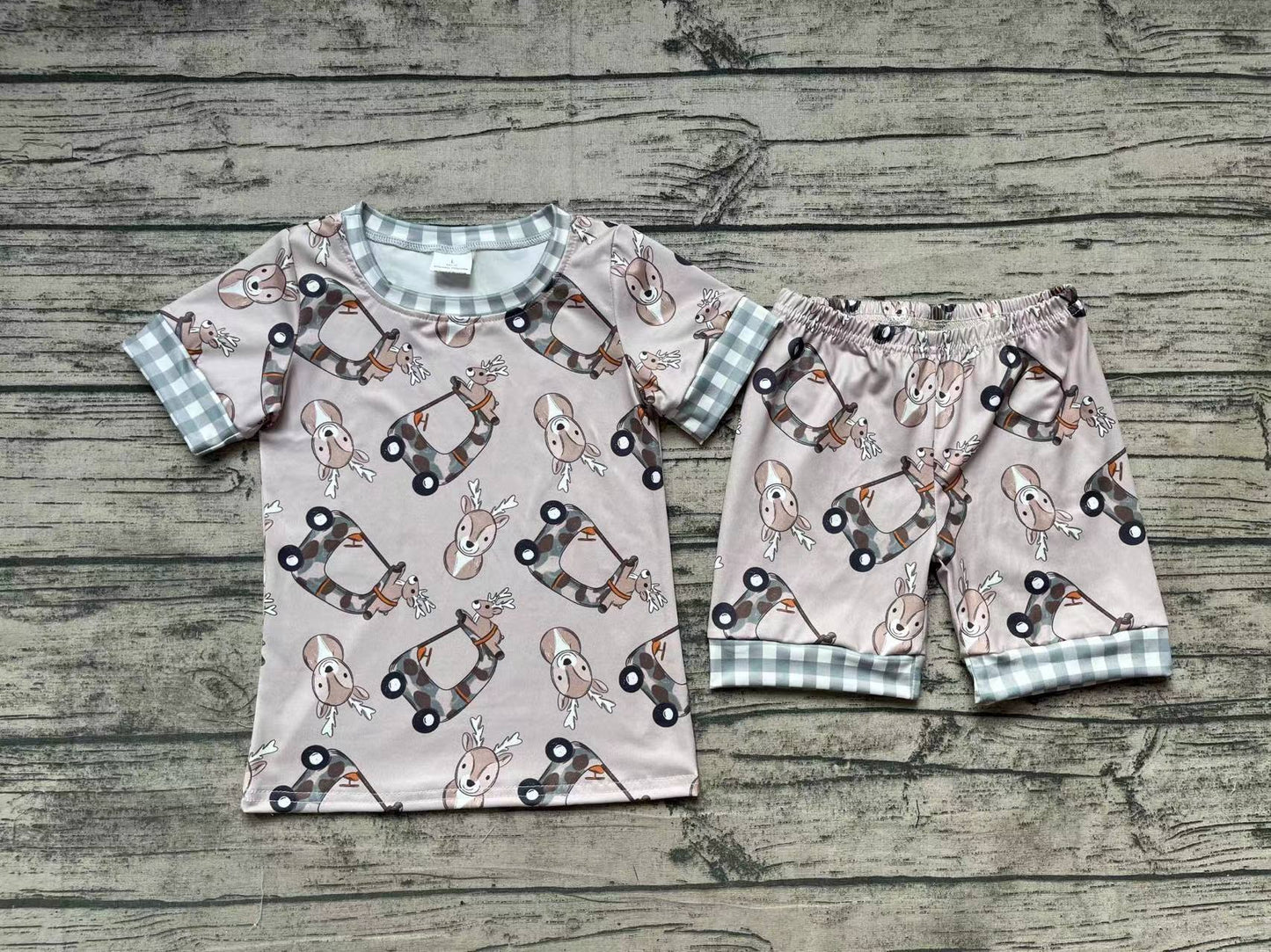 Baby Boys Summer Camo Deer Truck Tops Shorts Pajamas Outfits Clothes Sets