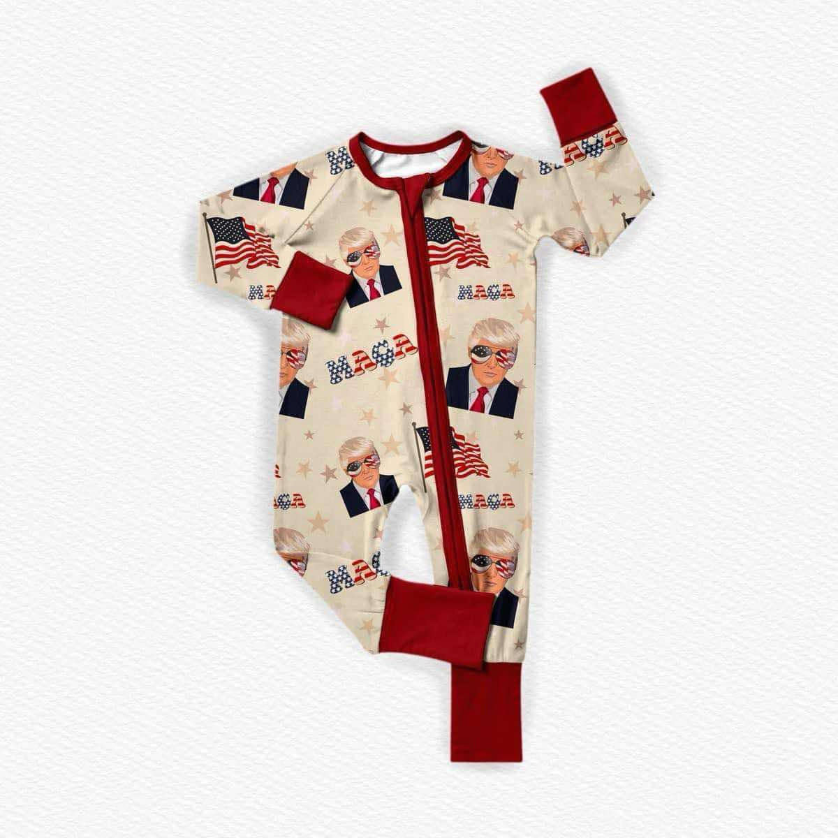 Baby Infant Kids Trump Flag Zip Rompers preorder split order Nov 24th