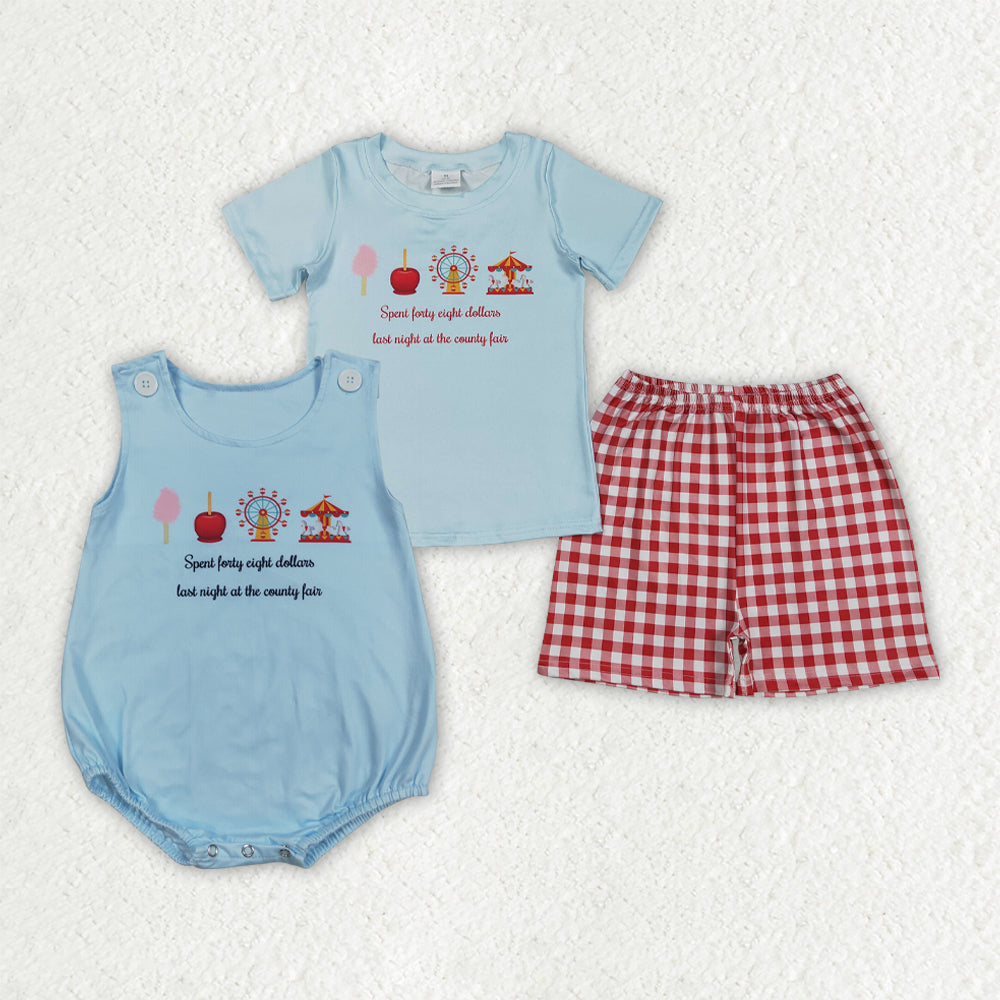 Sibling Baby Boys Park Shirts Top Red Checked Shorts Clothes Set Rompers