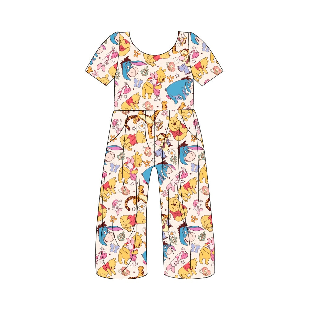 Baby Girls Cartoon Bears Short Sleeve Pants Jumpsuits Preorder