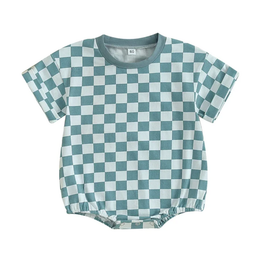 Baby Infant Girls Dark Green Checkered Summer Rompers preorder(moq 5)