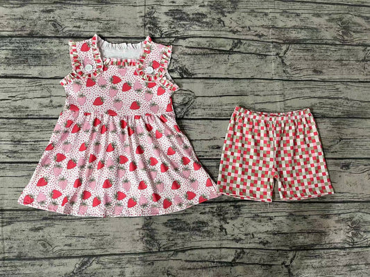 Baby Girls Strawberry Tunic Shorts Summer Outfits Clothes Sets