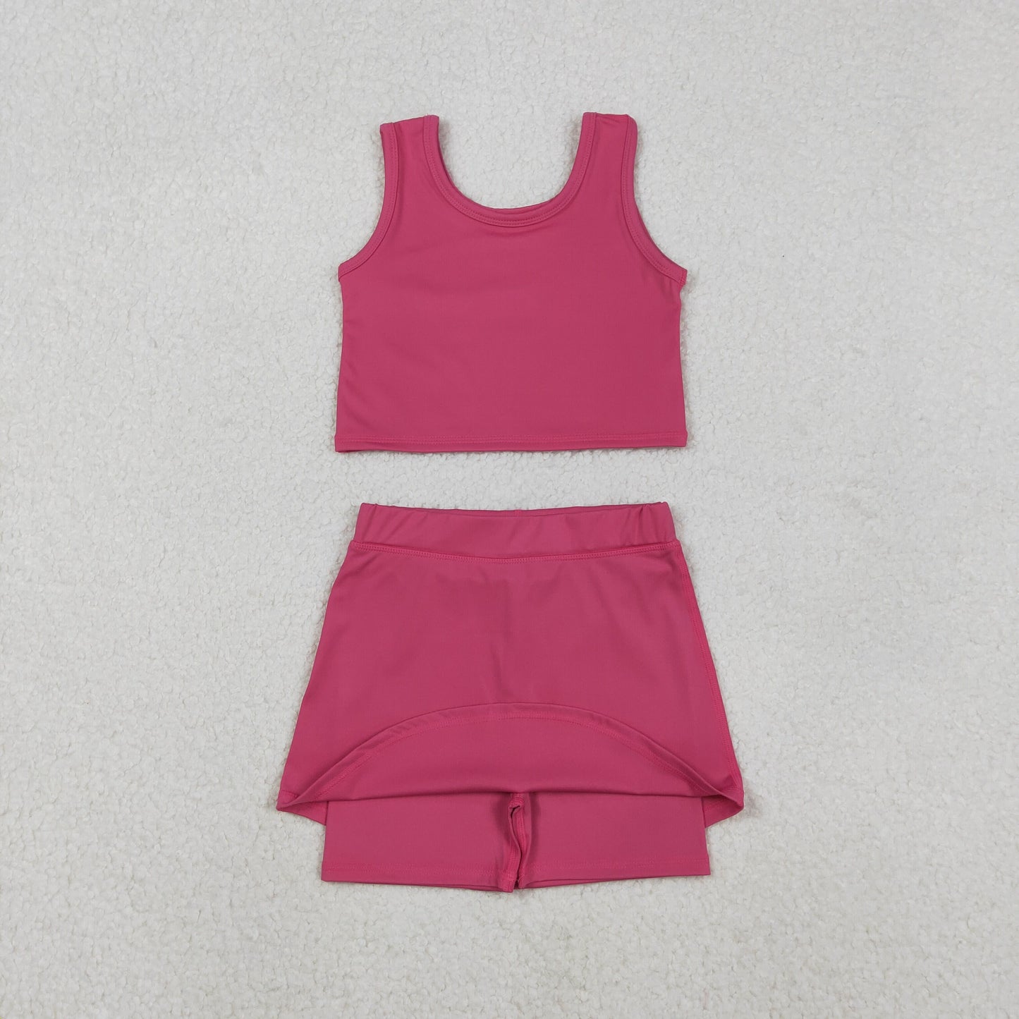 Baby Girls Pink Vest Top Skirts Shorts Bottom Yoga Active Clothes Set