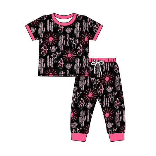 Baby Girls Pink Cactus Top Pants Pajamas Clothes Sets preorder (moq 5)