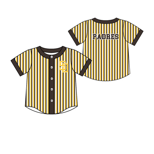 Preorder (moq 5)Baby Boys Short Sleeve SD Padres Stripe Team Button T-shirts Top