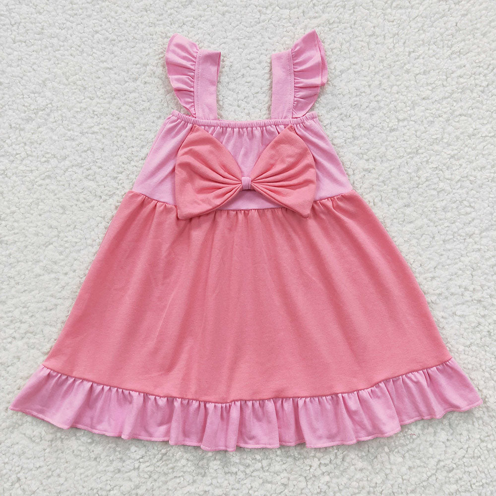 Baby Girls Princess Sibling Bow Summer Knee Length Dresses