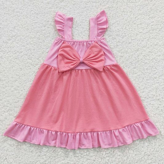 Baby Girls Princess Sibling Bow Summer Knee Length Dresses