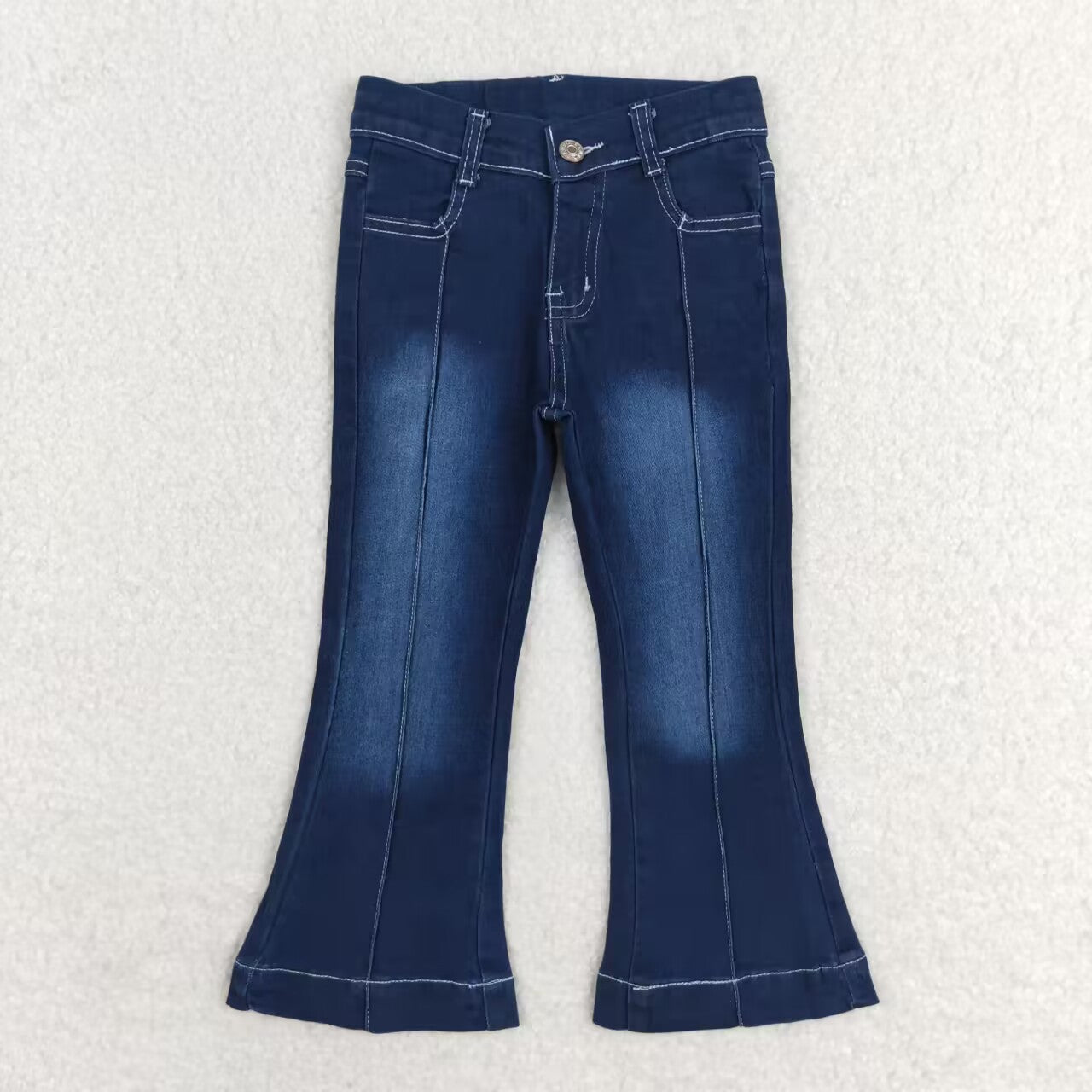 Baby Girls Western Navy Line Bell Flare Denim Pants