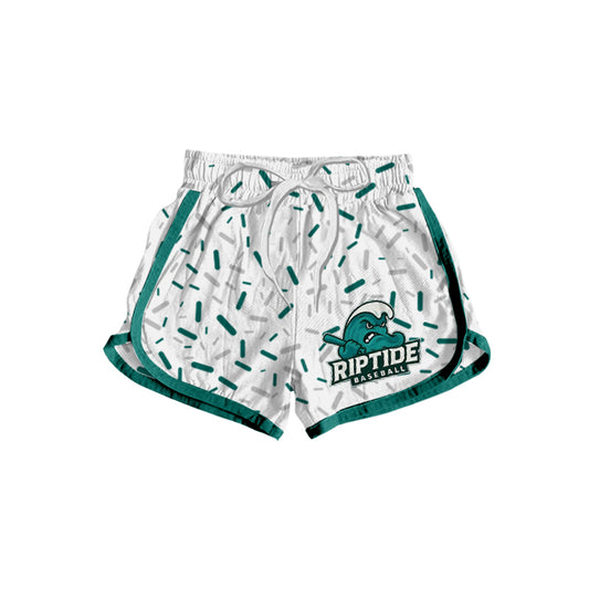 Preorder(moq 5) Baby Girls White Green Piptide Baseball Team Sports Shorts