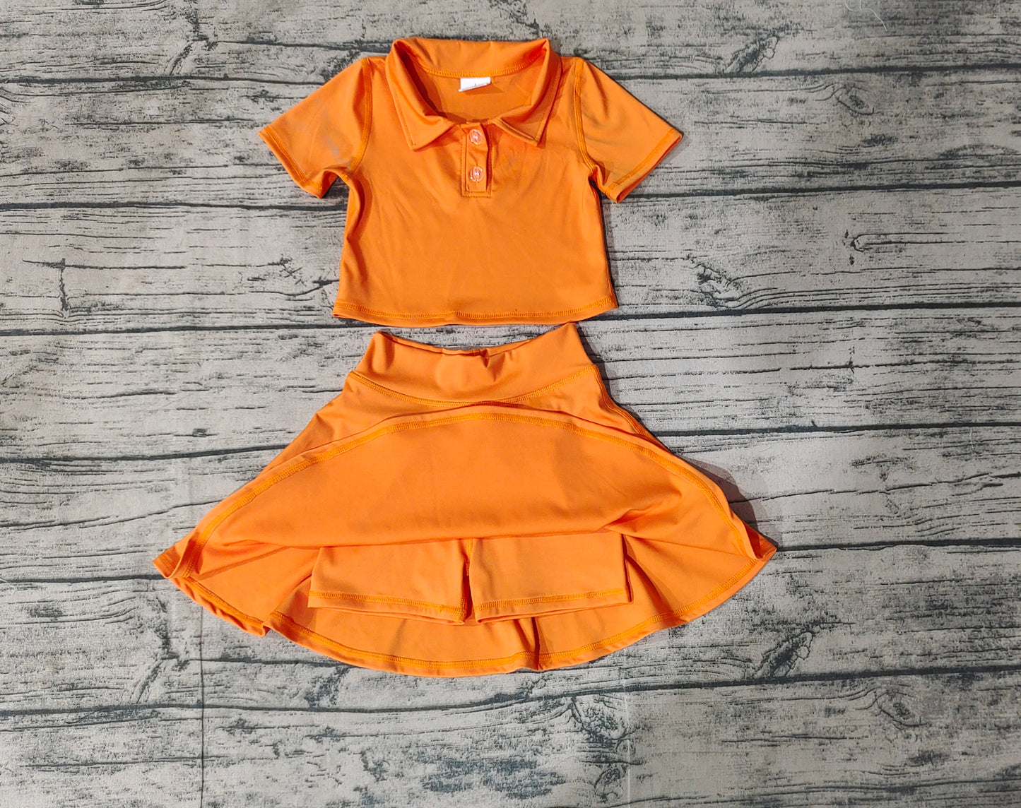 Baby Girls Orange Buttons Shirt Skirt Active Wear Clothes Sets