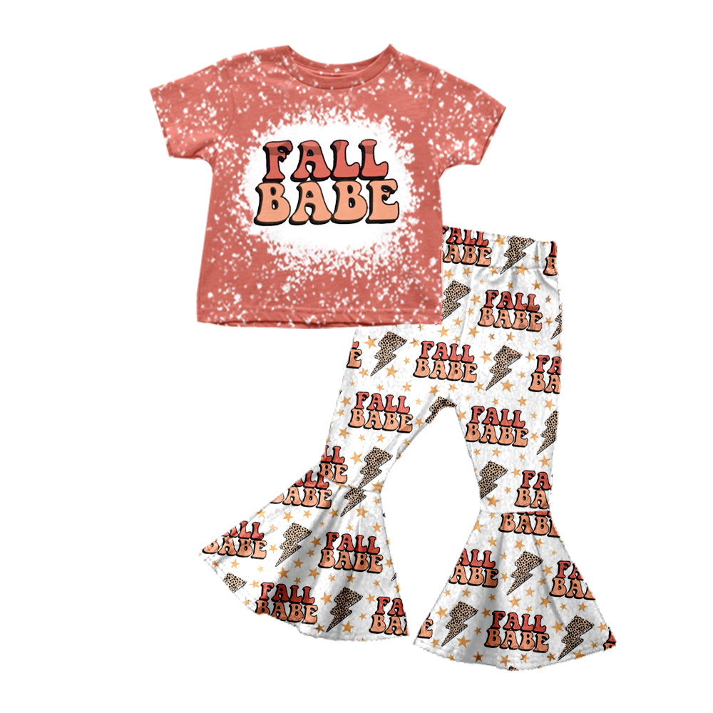 Baby Girls Fall Babe Shirt Top Western Bell Pants Clothes Outfits Sets preorder(moq 5)