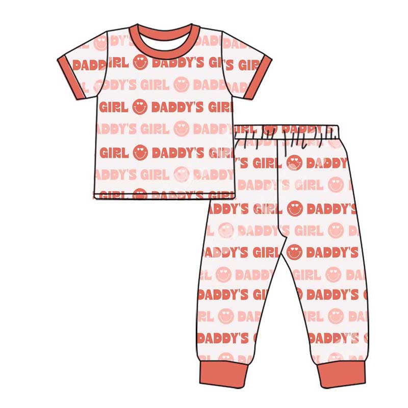 Baby Girls Valentines Daddy's Girl Shirt Top Pants Pajamas Sets preorder(MOQ 5)