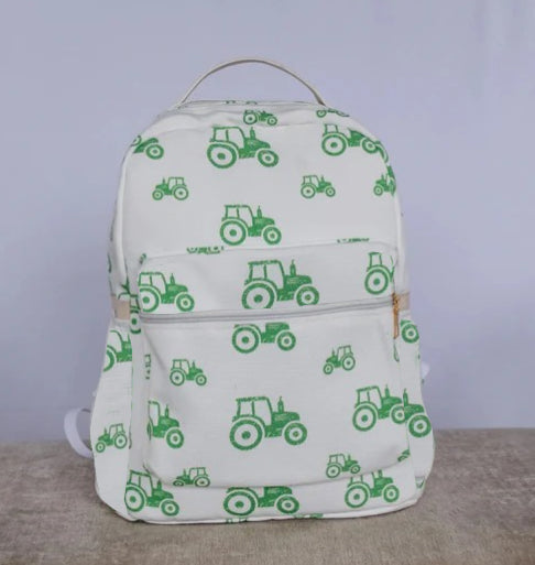 Baby Kids Boys Green Tractor Backpack Zip Back Bags Preorder