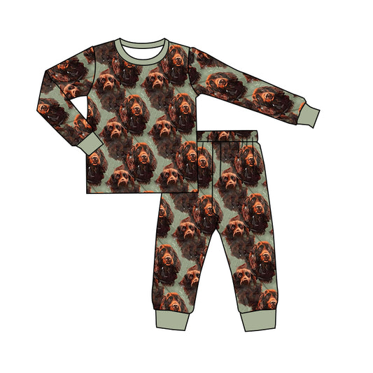 Preorder (moq 5)Baby Boys Dog Hunting Shirt Top Pants Pajamas Clothes Sets