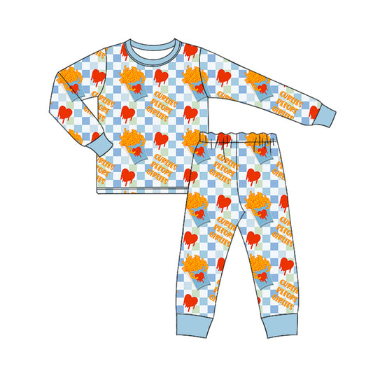 Baby Boys Valentines Chips Noddles Top Pants Pajamas Sets preorder(MOQ 5)