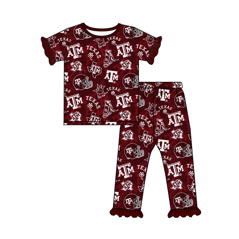 Preorder (moq 5)Baby Girls ATM Team Shirt Top Pants Pajamas Clothes Sets