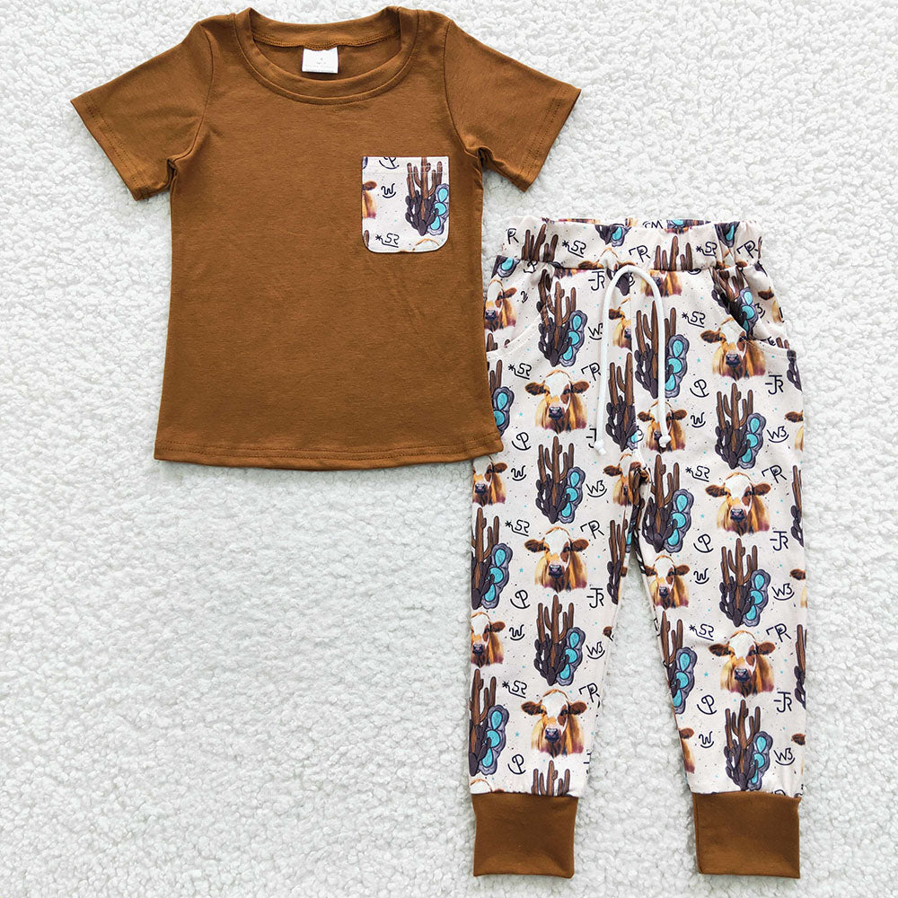 Baby Boys Brown Tee Shirt Pants Sets