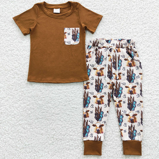 Baby Boys Brown Tee Shirt Pants Sets