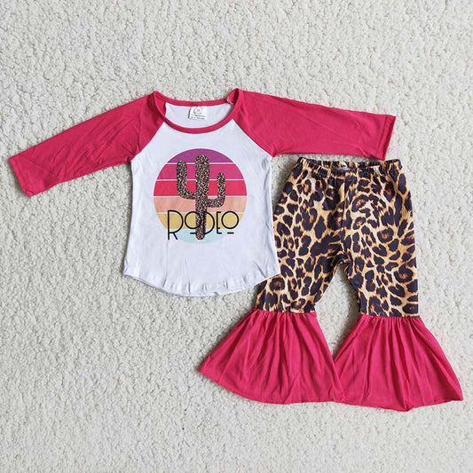 Baby Girls Western Cactus Rodeo Bell Pants Cardigans Sets