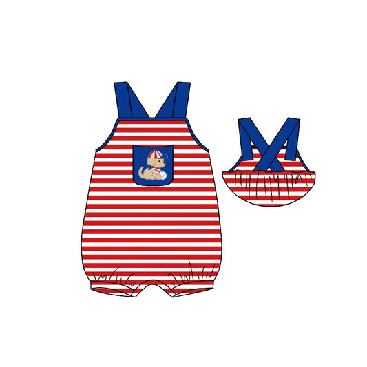 Baby Infant Boys Dog Baseball Red Stripes Rompers preorder(moq 5)