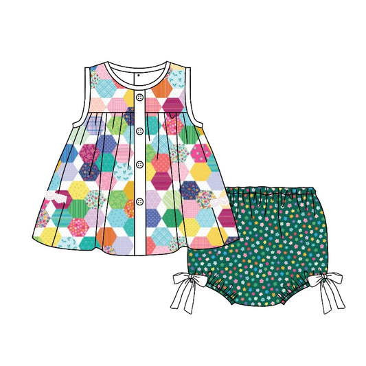 Baby Girls Toddler Colorful Bows Tunic Top Bummie Sets preorder(moq 5)