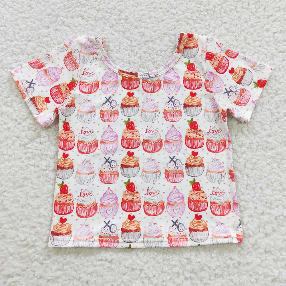 Baby Girls Cupcake Short Sleeve Shirts Tops