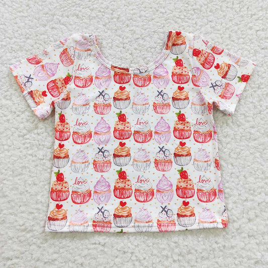 Baby Girls Cupcake Short Sleeve Shirts Tops