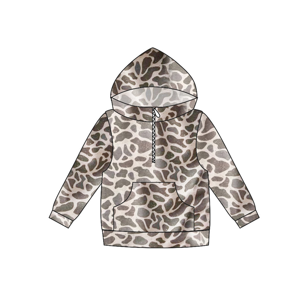 Baby Boys Brown Camo Hooded Long Sleeve Shirt Tops Preorder(moq 5)