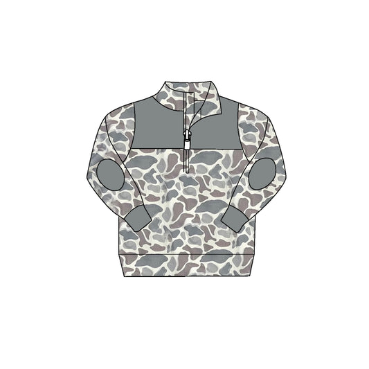 Baby Boys Green Camo Pullover Long Sleeve Shirt Tops Preorder(moq 5)