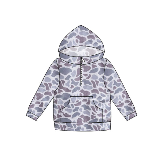 Baby Boys Grey Camo Hooded Long Sleeve Shirt Tops Preorder(moq 5)