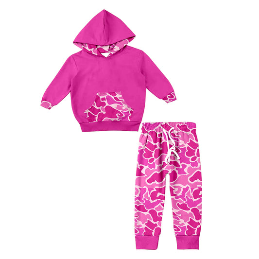 Baby Girls Camo Hoodie Top Pink Pants Clothes Sets preorder(moq 5)