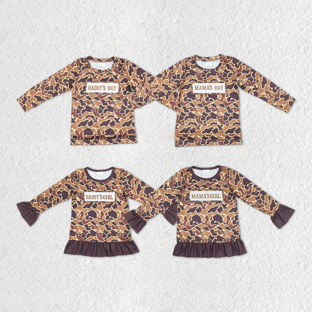 Baby Girls Boys Camo Mother Father Day Long Sleeve Tee Shirts Tops