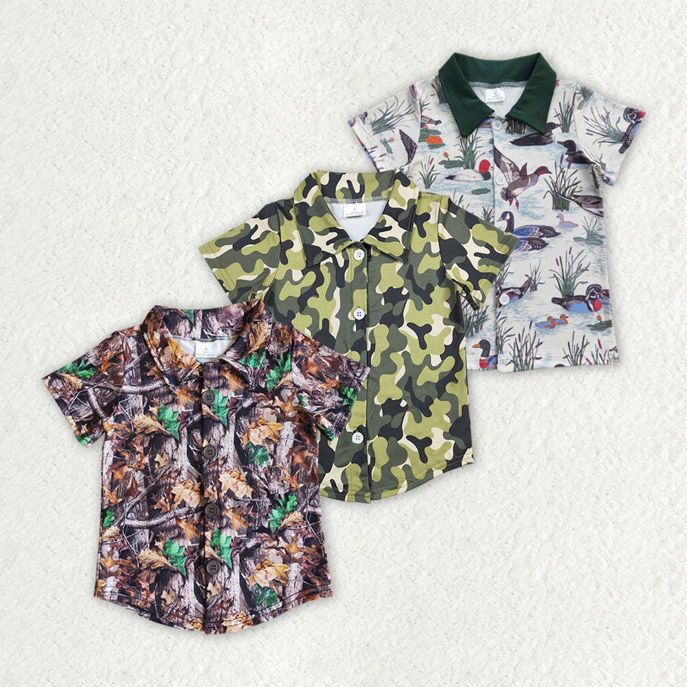 Sibling Baby Boys Camo Ducks Button Up Summer Shirts
