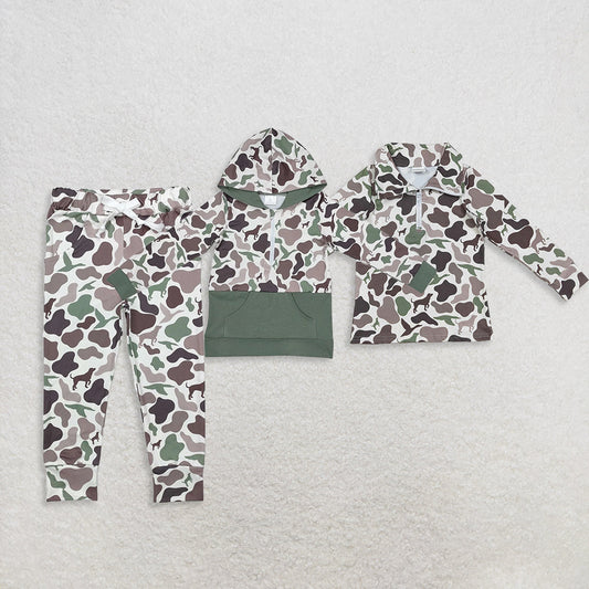 Sibling Baby Boys Ducks Dogs Hunting Camo Pockets Legging Pants Hoodies Pullovers Top