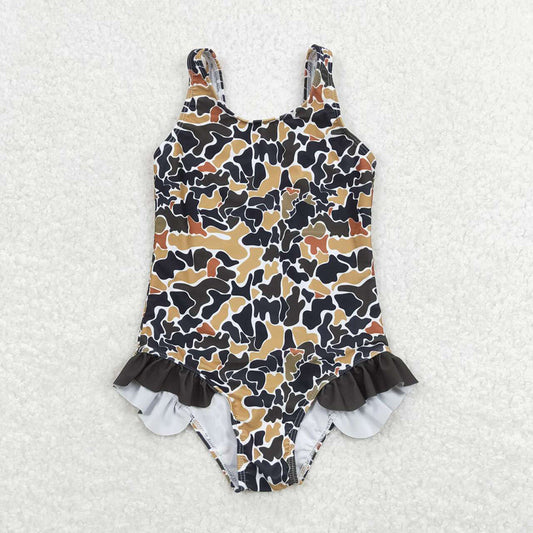 Baby Girls Boys Brown Camo Western Summer Trunk Swimsuits