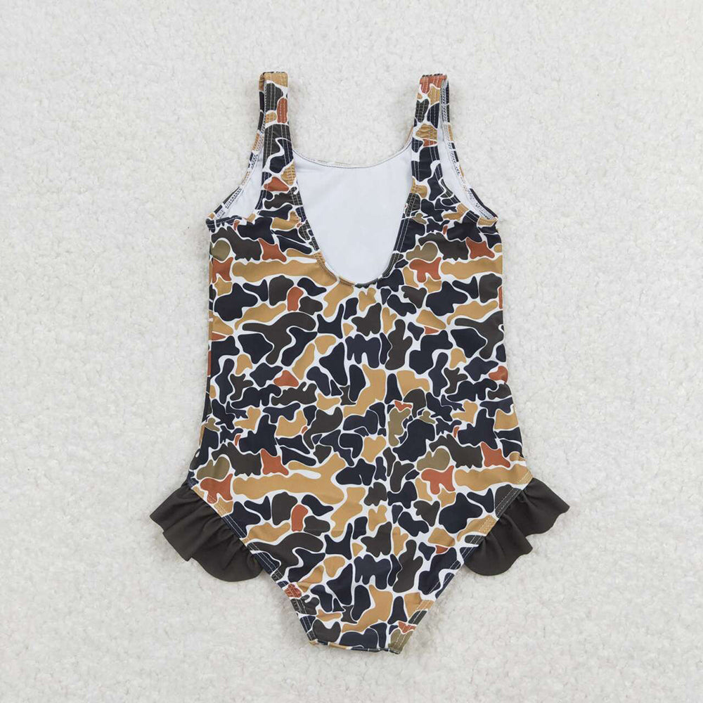 Baby Girls Brown Camo Western Summer Swimsuits