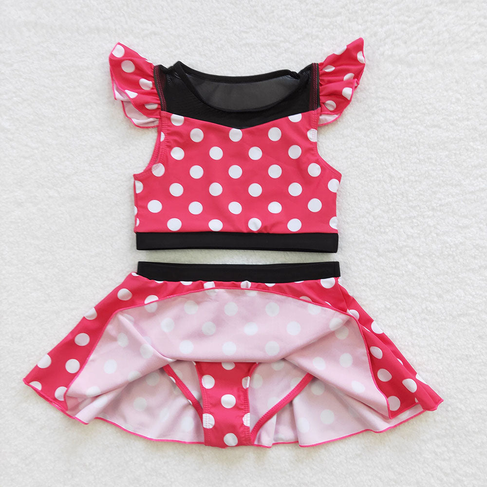 Baby Girls Summer Red Dots Skirts 2pcs swimsuits