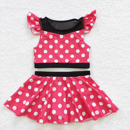 Baby Girls Summer Red Dots Skirts 2pcs swimsuits