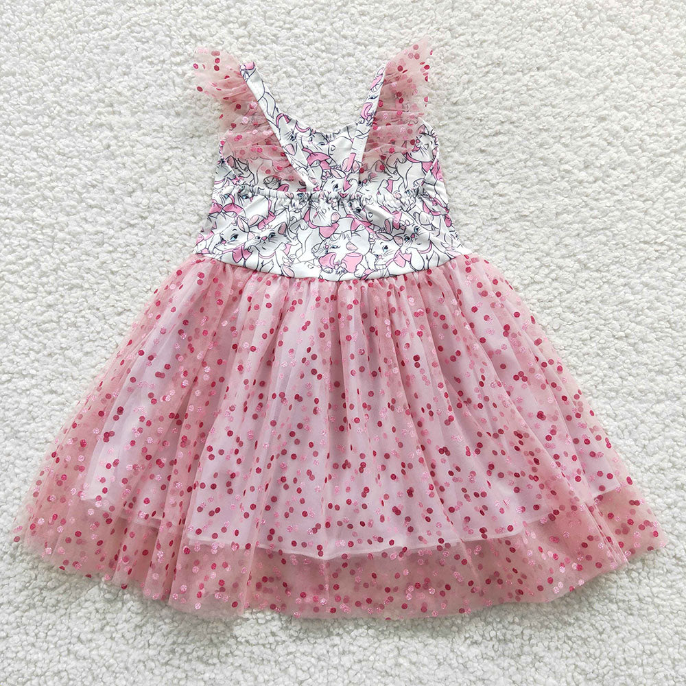 Baby Girls Cat Pink Tutu Knee Length Dresses