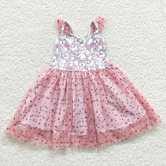 Baby Girls Cat Pink Tutu Knee Length Dresses