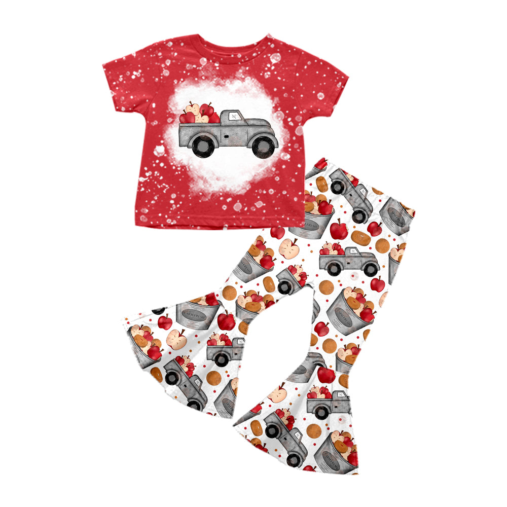 Baby Girls Apple Truck Shirt Bell Pants Clothes Sets preorder(moq 5)