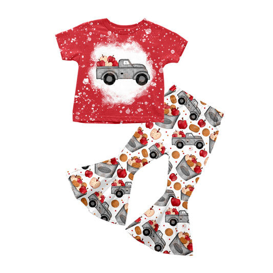 Baby Girls Apple Truck Shirt Bell Pants Clothes Sets preorder(moq 5)