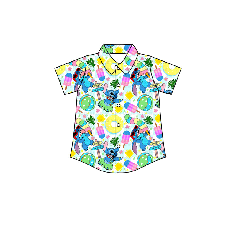 Baby Boys Summer Beach Mouse Short Sleeve Buttons Tops preorder(moq 5)