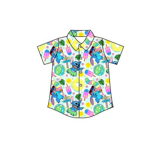 Baby Boys Summer Beach Mouse Short Sleeve Buttons Tops preorder(moq 5)