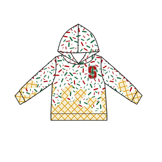 Preorder (moq 5)Baby Boys Drip Sprinkles Block S With Tree Team Long Sleeves Hoodies Top