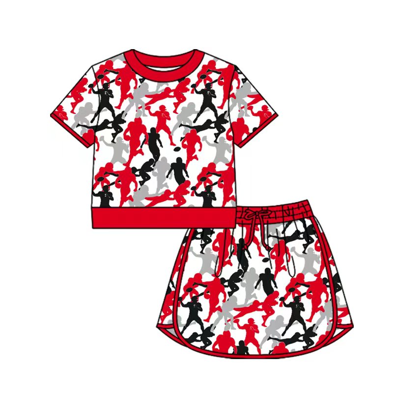 Preorder (moq 5)Baby Girls Colorful Athletes Footballs Top Skirt Shorts Team Clothes Sets