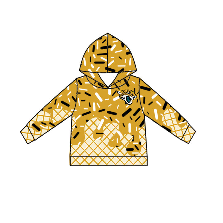 Preorder (moq 5)Baby Boys Gold Drip Sprinkles Jaguars Team Long Sleeves Hoodies Top