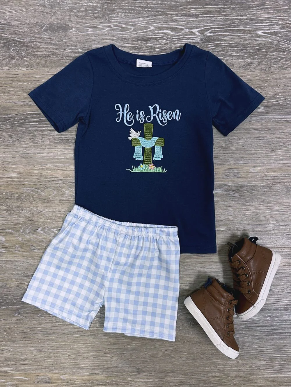 Baby Boys Easter He Is Risen Shirt Tee Black Shorts Clothes Sets